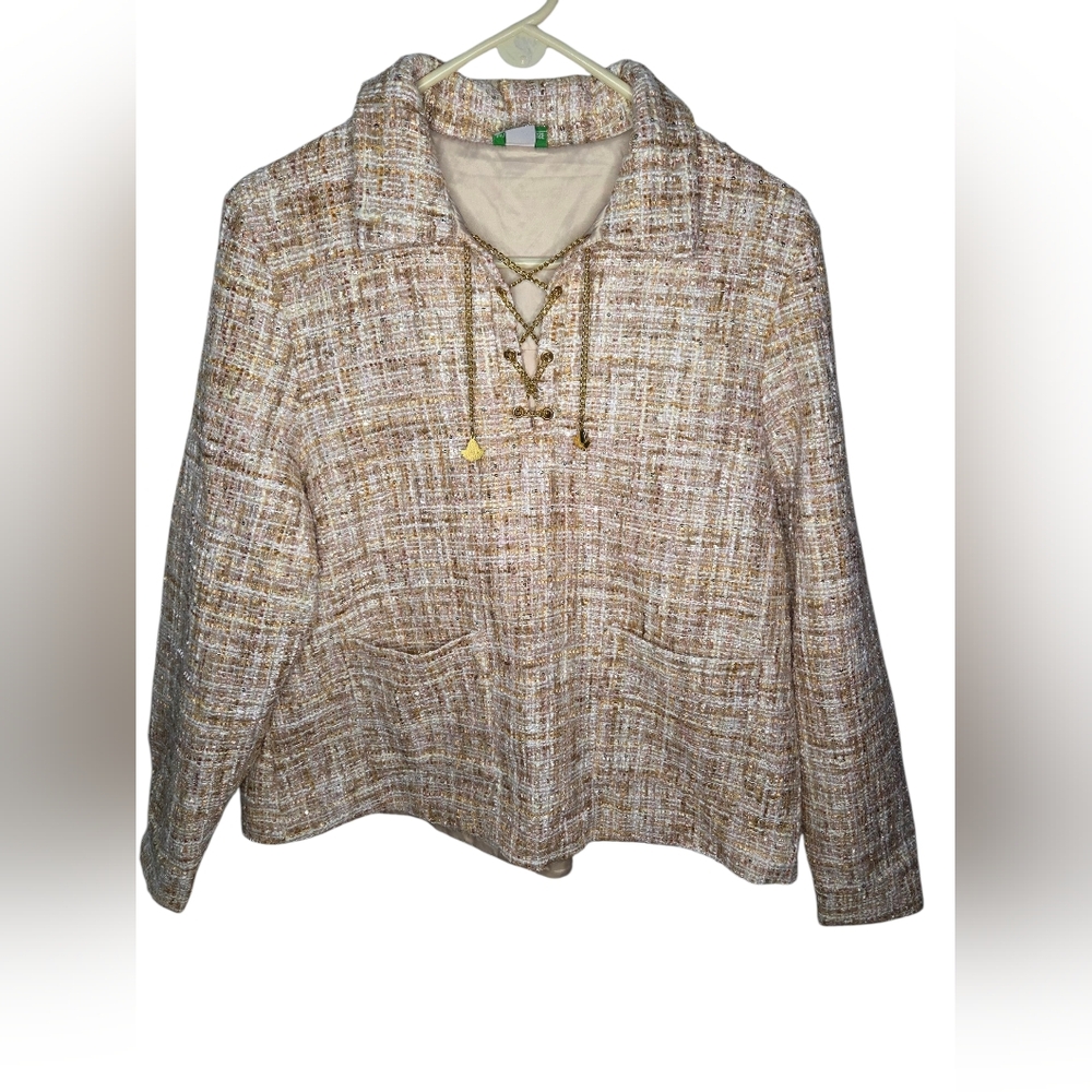 Ivy Storehouse Beige Gold Tweed Top AKA Alpha Kappa Alpha Size L